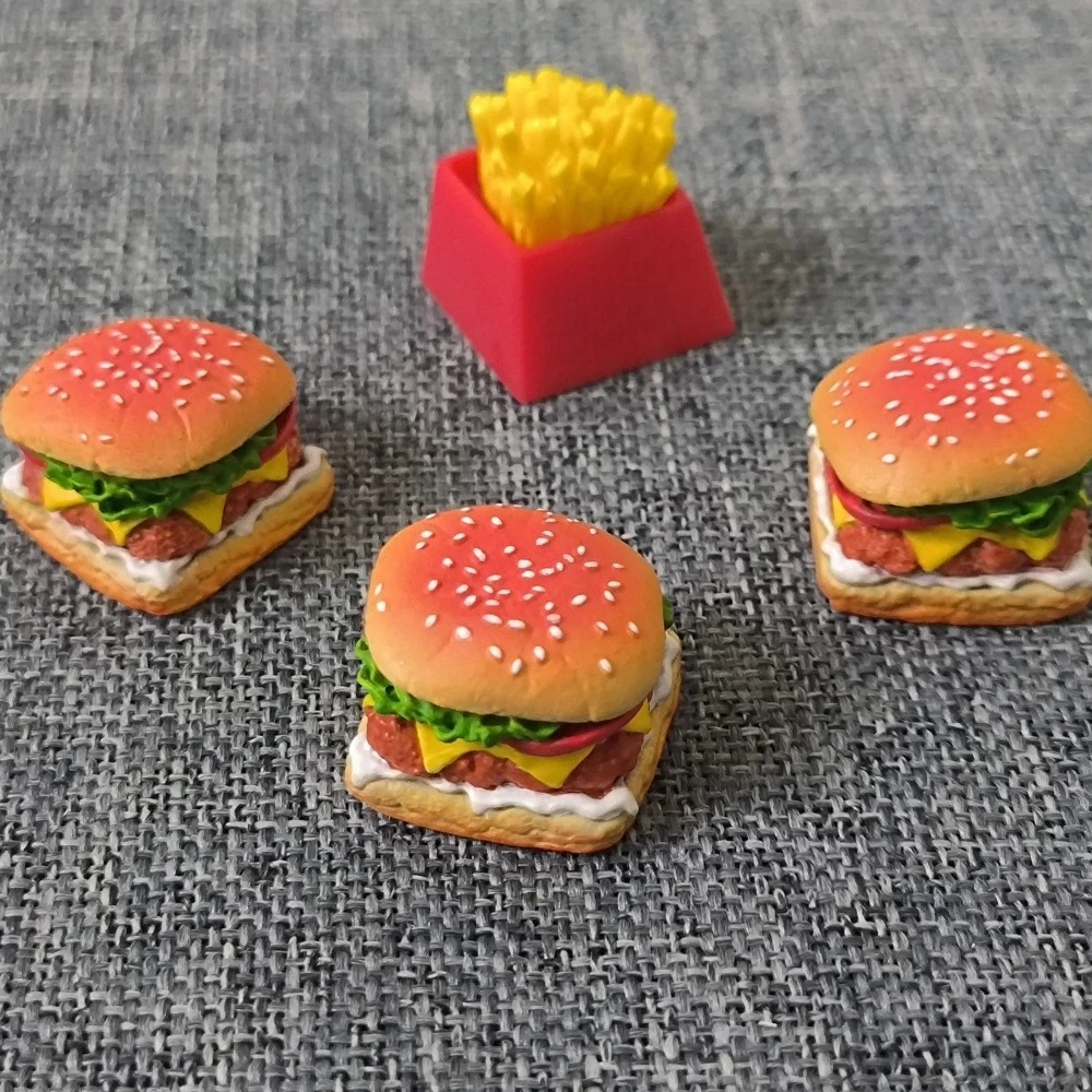 Cute Hamburger Artisan Keycap Custom Resin Gourmet Food  Keyboard Cap Personalized KeyCap for Mechanical Keyboard Accessories