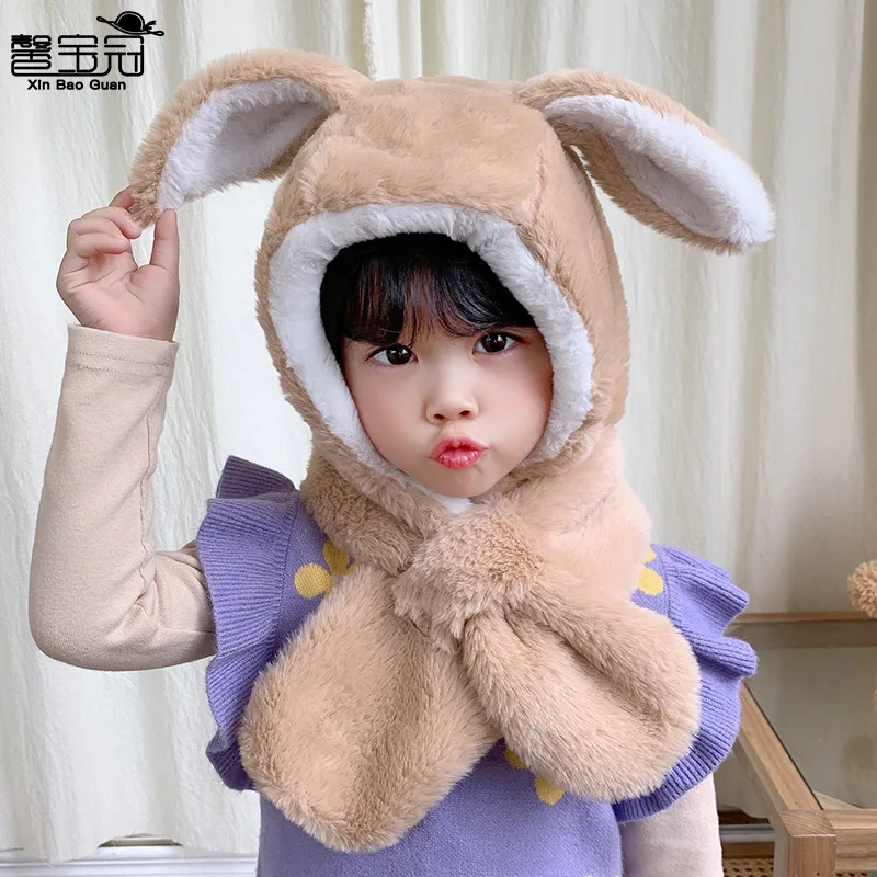 2-6 Years Old Children Cute Plush Bunny Hat Rabbit Cap Ears Kids Costume Bonnets for Boys Girls Warm Winter Snow Hats Great Gift