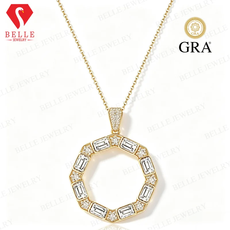 Moissanite Necklace Round Cut D GRA Certified Hollow 925 Sterling Silver Factory Direct Hypoallergenic Versatile Women Jewelry