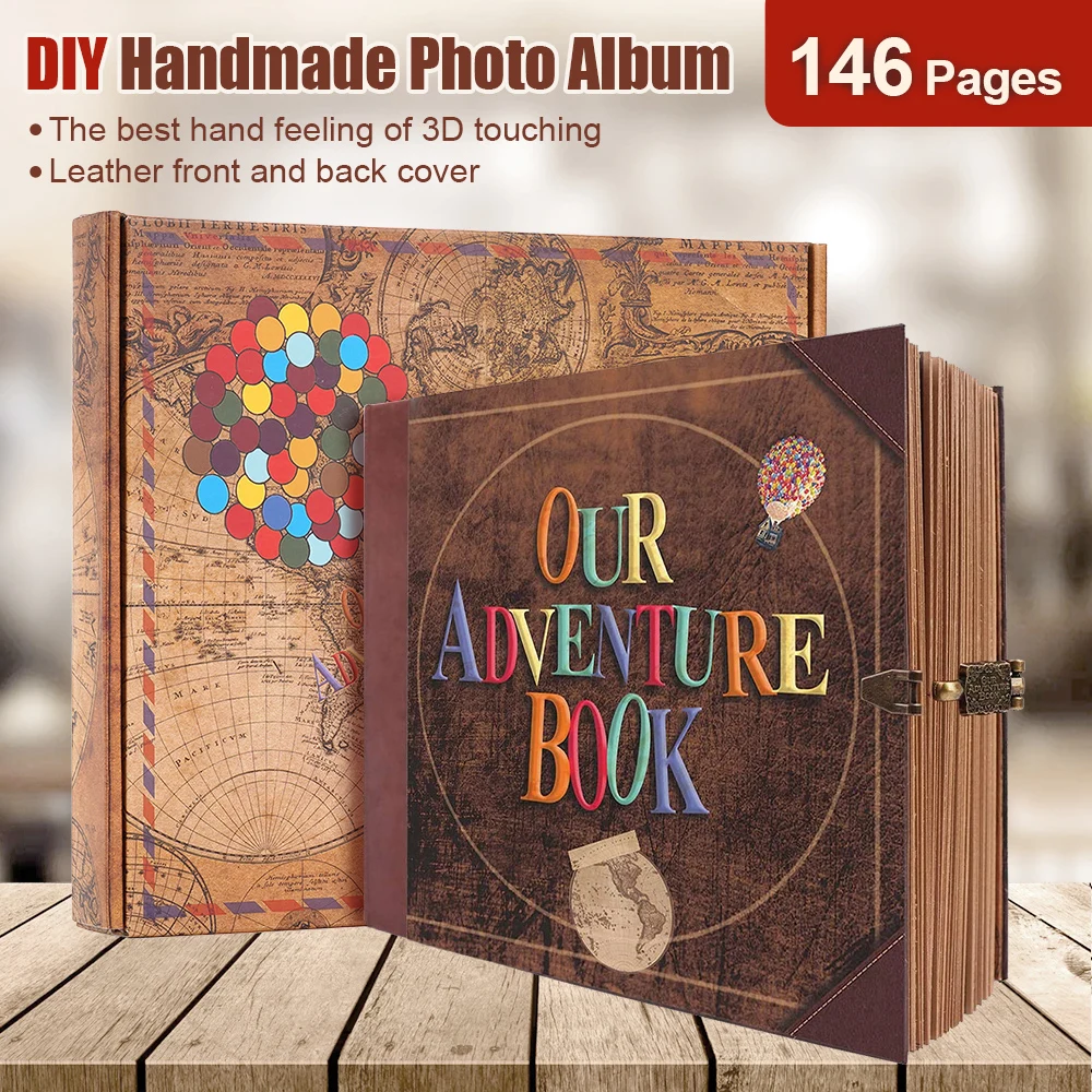 Our Adventure Book 146 Page DIY Handmade Photo Album Scrapbook Retro Kraft Album Anniversary Wedding Memory Mother's Day Gift