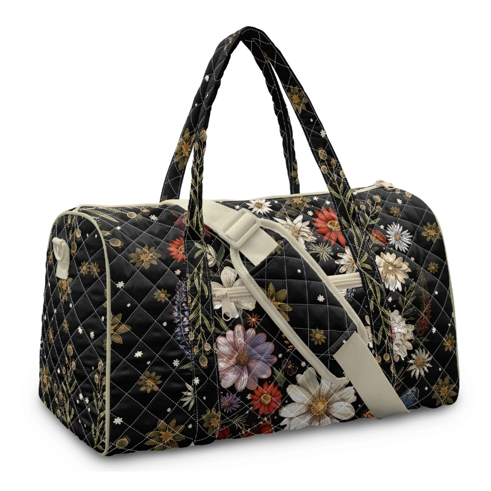 Coloranimal Versatile Quilted Duffle Bag Washable Quilted Tote Bag for Swimming Women Floral Butterfly New Trend
