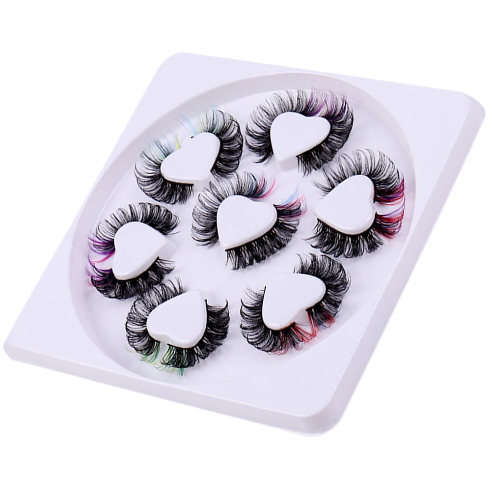 

7 Pairs Colored False Eyelashes Individual Lash Extensions Chemical Fiber Comfortable Lightweight Stage Makeup Wedding Prom