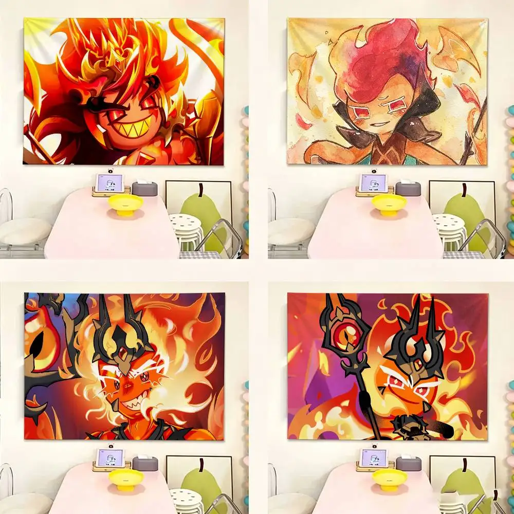 Fire S-Spirit Cookie Run   Flags Wall Hanging Tapestry Outdoor Garage Room Decorative flag Background Blanket