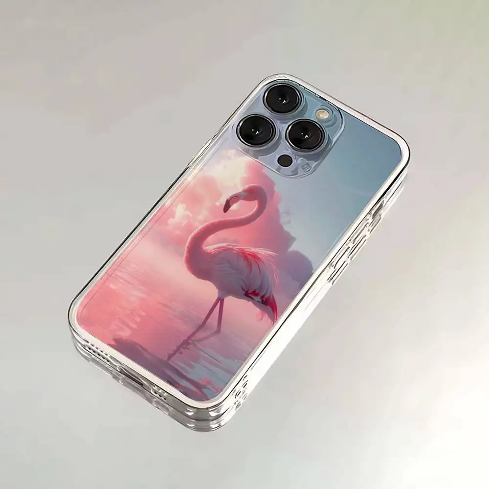 حافظة هاتف فلامنغو وردية لطيفة لهاتف آيفون 16,15,14,13,12,11,17 Pro,Max,Plus,X,XS,XR,SE,غطاء ناعم شفاف صغير #2