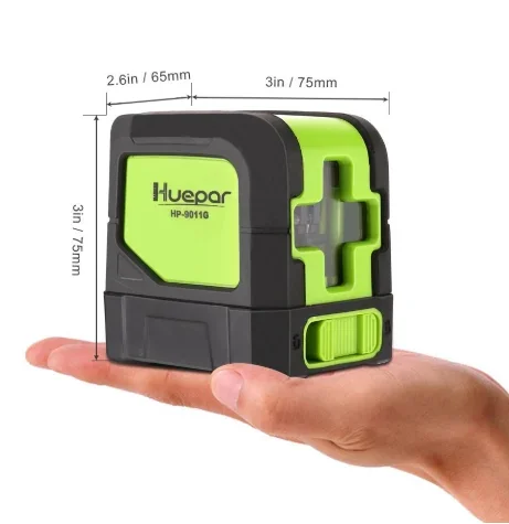 Huepar 9011G 2 Lines Green Beam Laser Level Self Levelling ( 4 degrees) Horizonta & Vertical Cross-Line with Magnetic Base