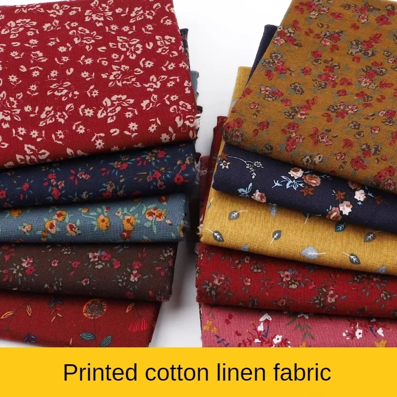 Retro Printed Cotton Linen Fabric By The Meter for Clothes Tablecloth Pillowcase Table Runner Sewing Cloth Durable Soft Floral