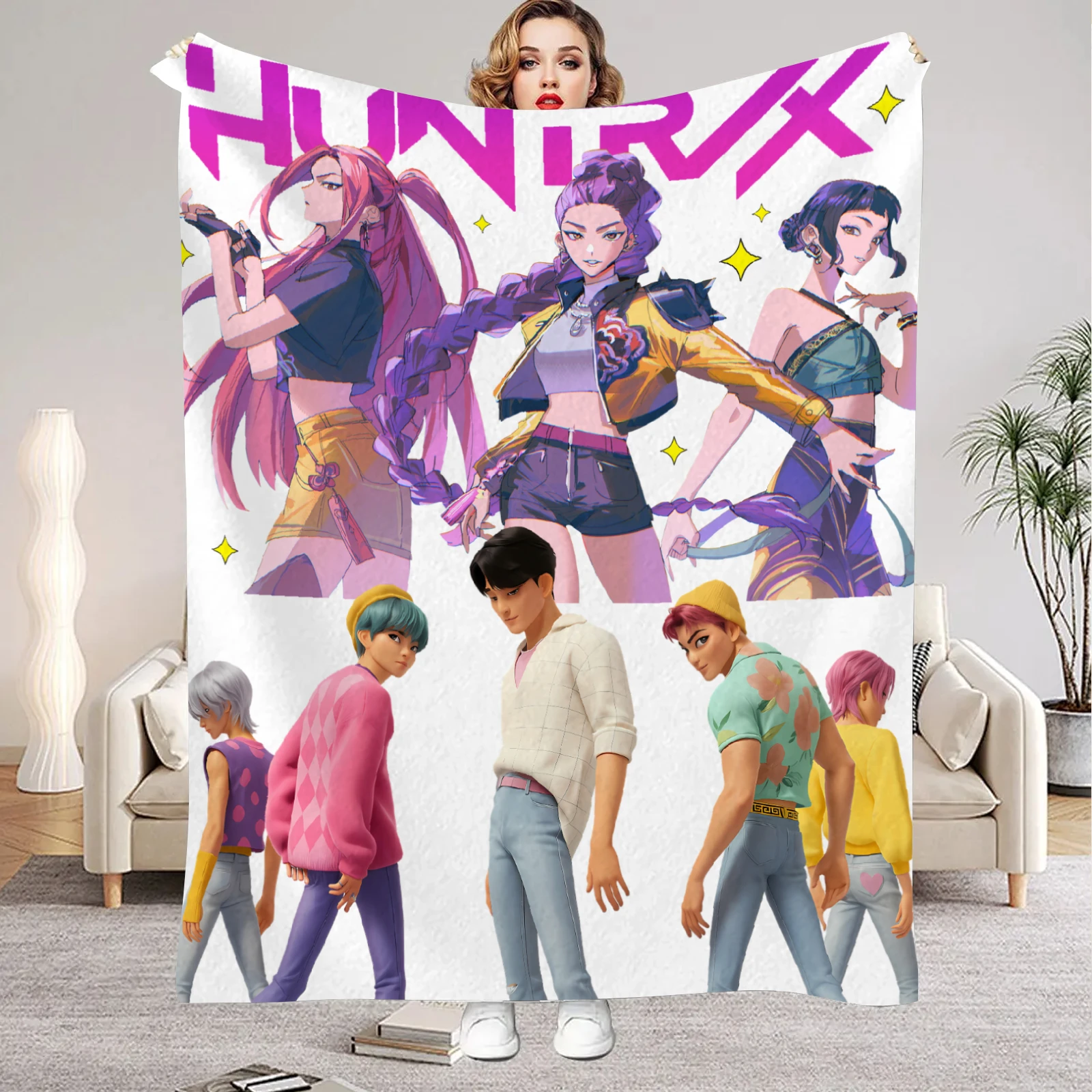 بطانيات kpop شيطان الصيادين هانتريكس جودة لينة دافئة رمي بطانية الشتاء الاطفال الأريكة السرير رقيق المفرش #2