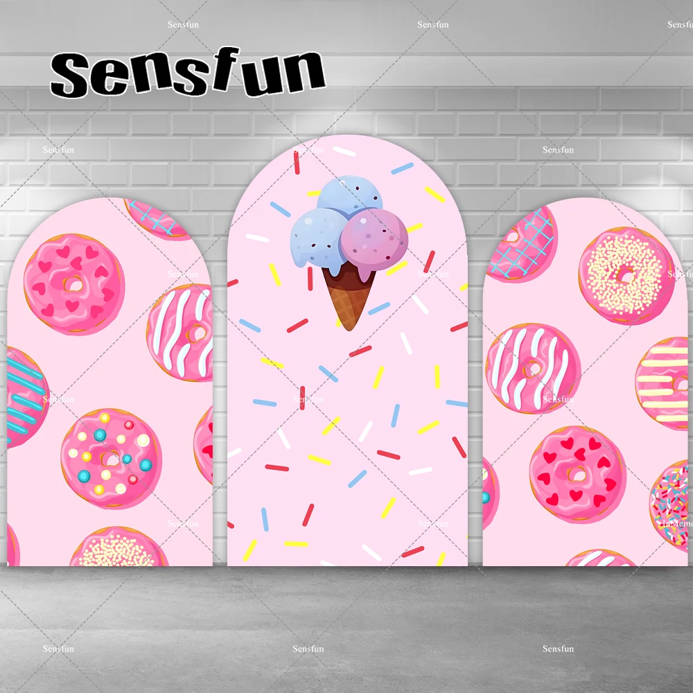 Pink Ice Cream Candyland Donuts Girls Birthday Party Arch Backdrop Cover Chiara Wall Background Cake Dessert Table Banner