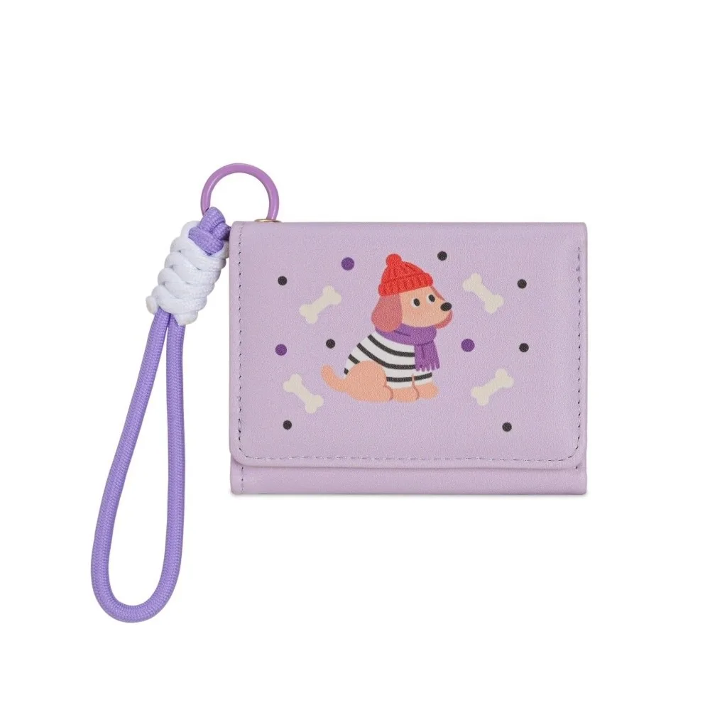 Card Pouch PU Dachshund Dog Wallet PU Leather Cartoon Leather Card Holder Small Item Bag Dopamine Color Short Purse Shopping