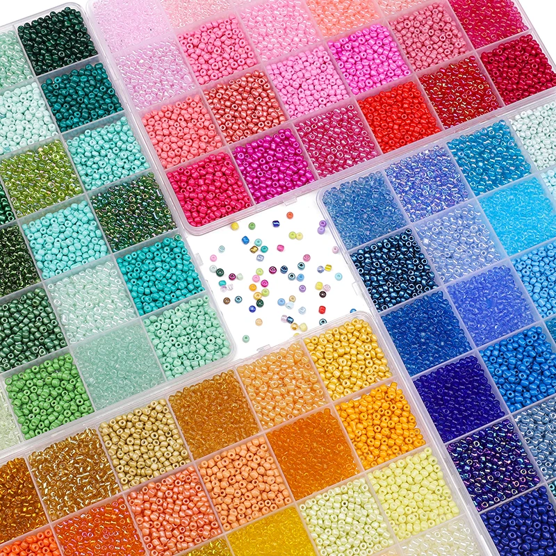 1 Set/Bag 3mm 24 Grid Rice Bead Set Box Colorful Unique Loose Beads Handmade DIY Jewelry Bracelet Earrings Accessories Materials