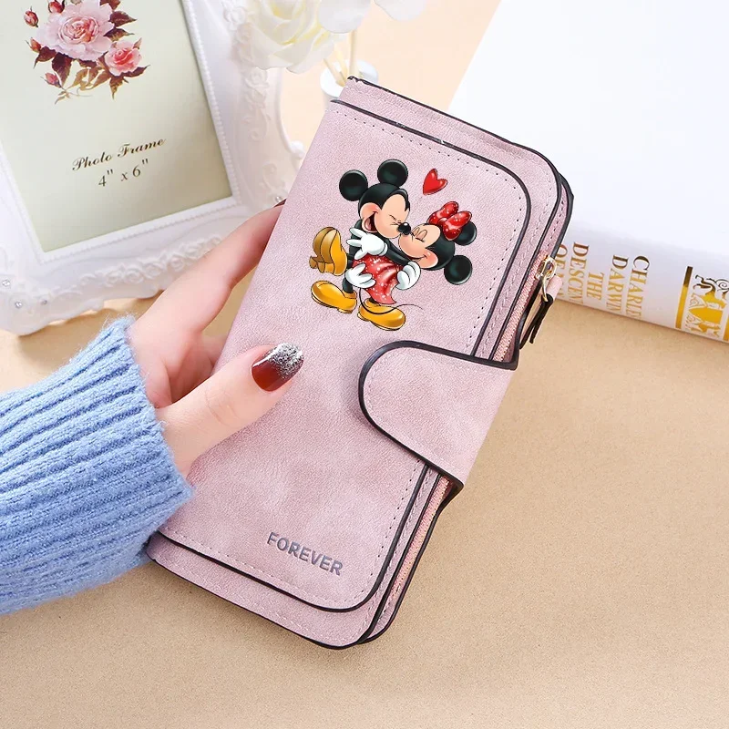 Disney Female PU Leather Bags Mickey Minnier Women Wallets Purses Fashion Long Zipper Wallet Money Coin Holder Female Long Purse