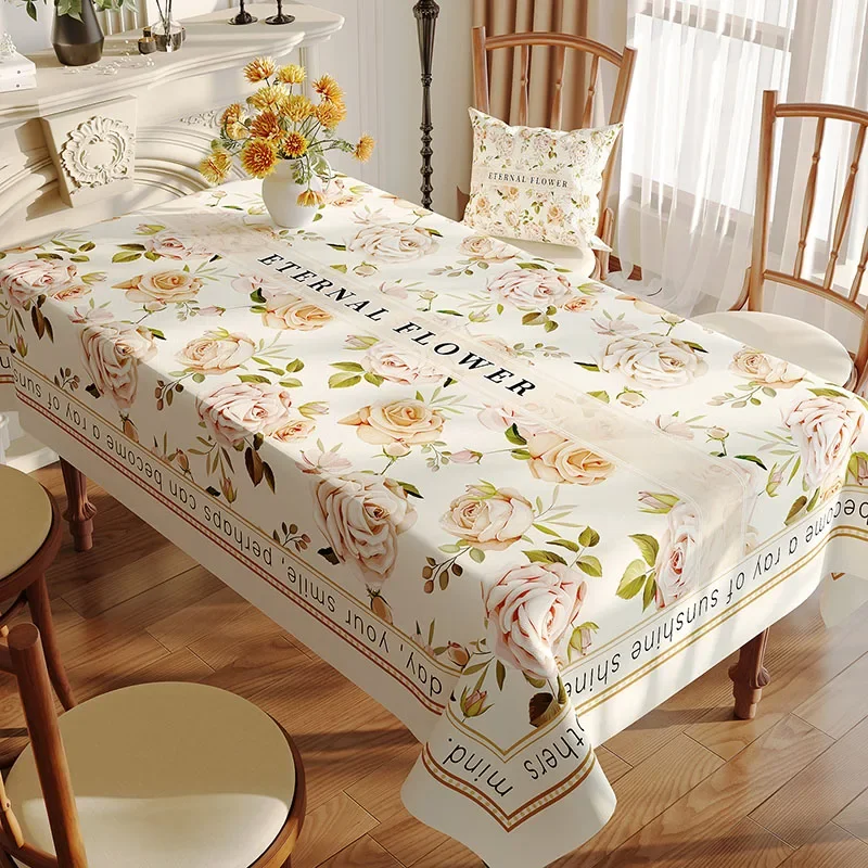 American Rural Floral Printed Tablecloth Pvc Oil-Proof Reusable Dining Table Decoration Soft Holiday Wedding Banquet Table Cover 3