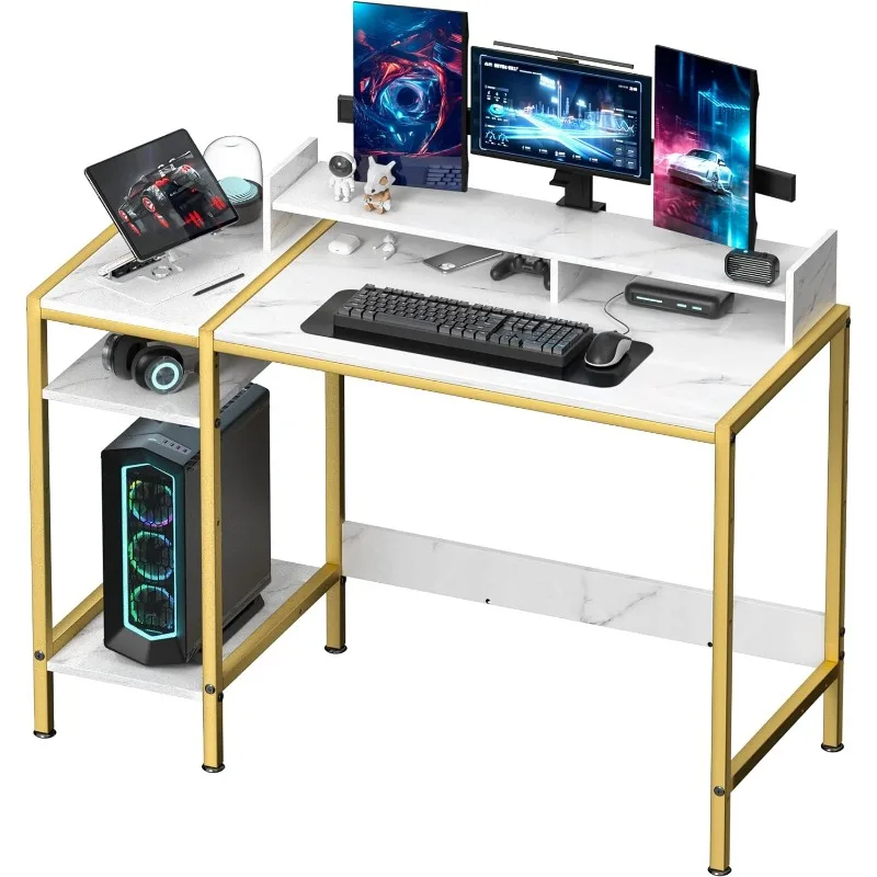 47 Inch Computer Gaming Desk, Home Office Desks with Storage Space-Savor, Modern Table, Black