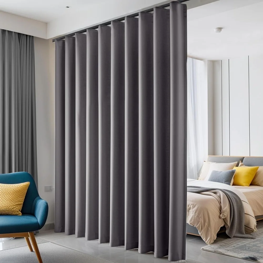 

Room Divider Curtains, Blackout Ceiling Track Curtains with Hook Sound Proof Floor Curtains Perfect for Ceiling Mount Curtain