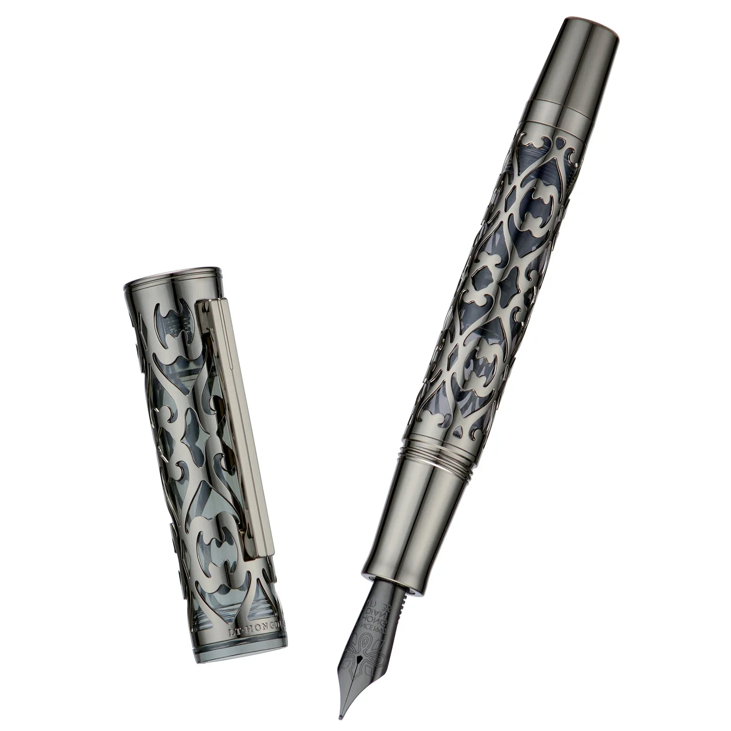 Imagem -01 - Hongdian d1 Caneta-tinteiro com Pistão ef f Nib Resina e Esqueleto Oco Escrita Caneta Presente para o Office Business e Escola hongdian d1 caneta tinteiro com pistao ef f nib resina e esqueleto oco escrita caneta presente para o office business e escola 01