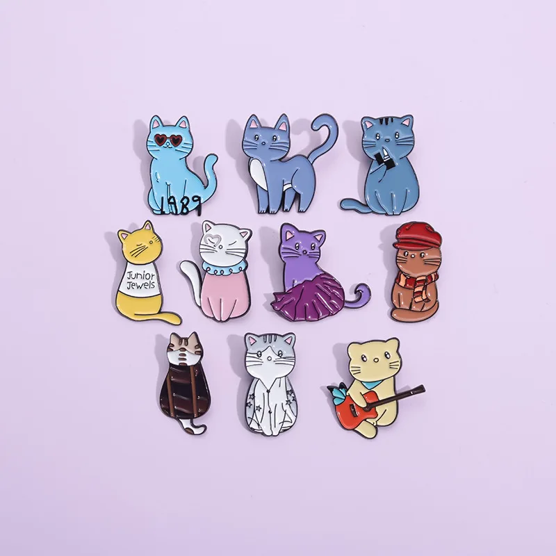 Guitar Music Singer Cat Enamel Pins Music Producer Albums Brooches Lapel Backpack Badges Cartoon Jewelry Gift For Kids Friends