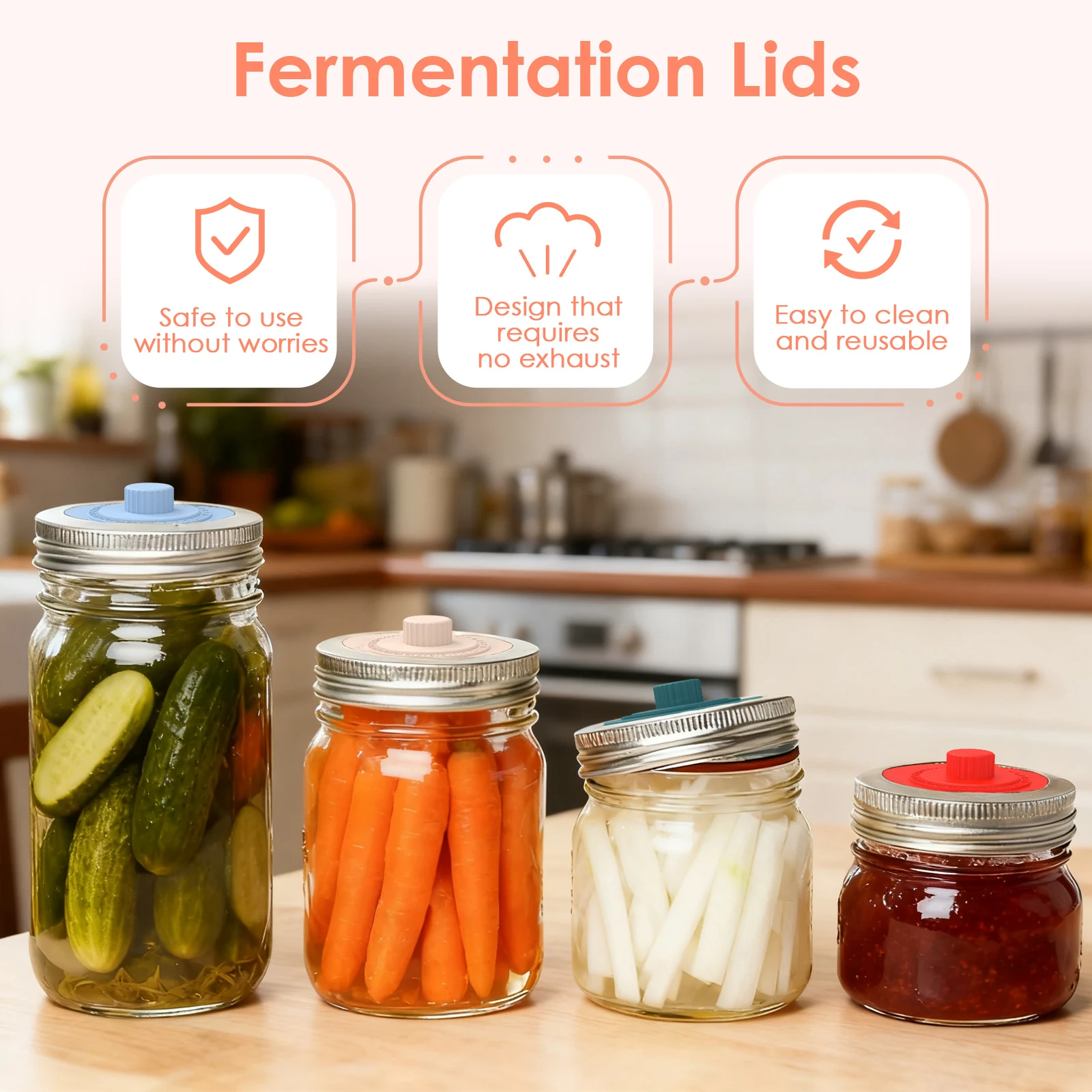 4 stuks siliconen fermentatie  - Mason Jar Wide Mouth recensie en prijs