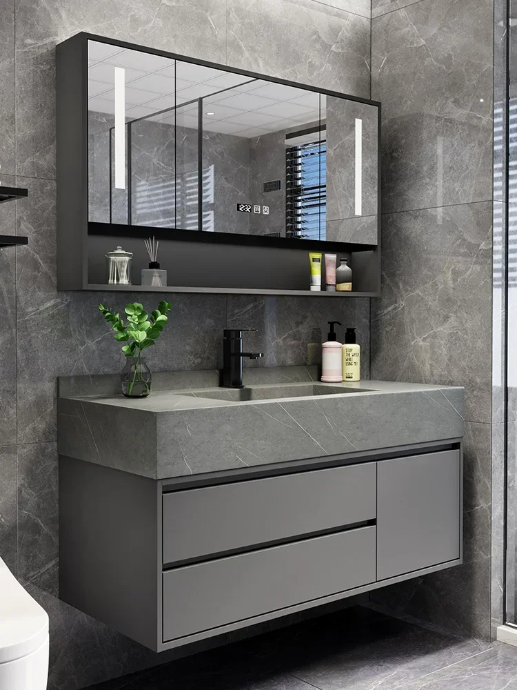 Plate Integrated Bathroom Cabinet Combination Intelligent Modern Simple Wash Basin Wash Mirror Bathroom Wash Inter-Platform