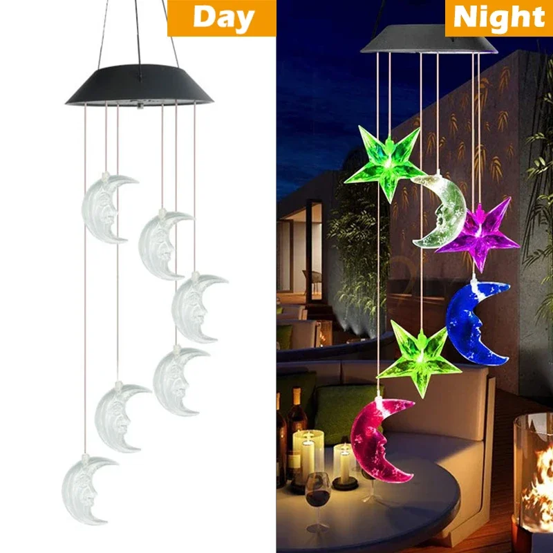 Imagem -02 - Solar Led Windchime Decoração Luz Abelha e Borboleta Lâmpada Pendurada para Quarto Interior e Exterior Atmosfera de Festa no Jardim