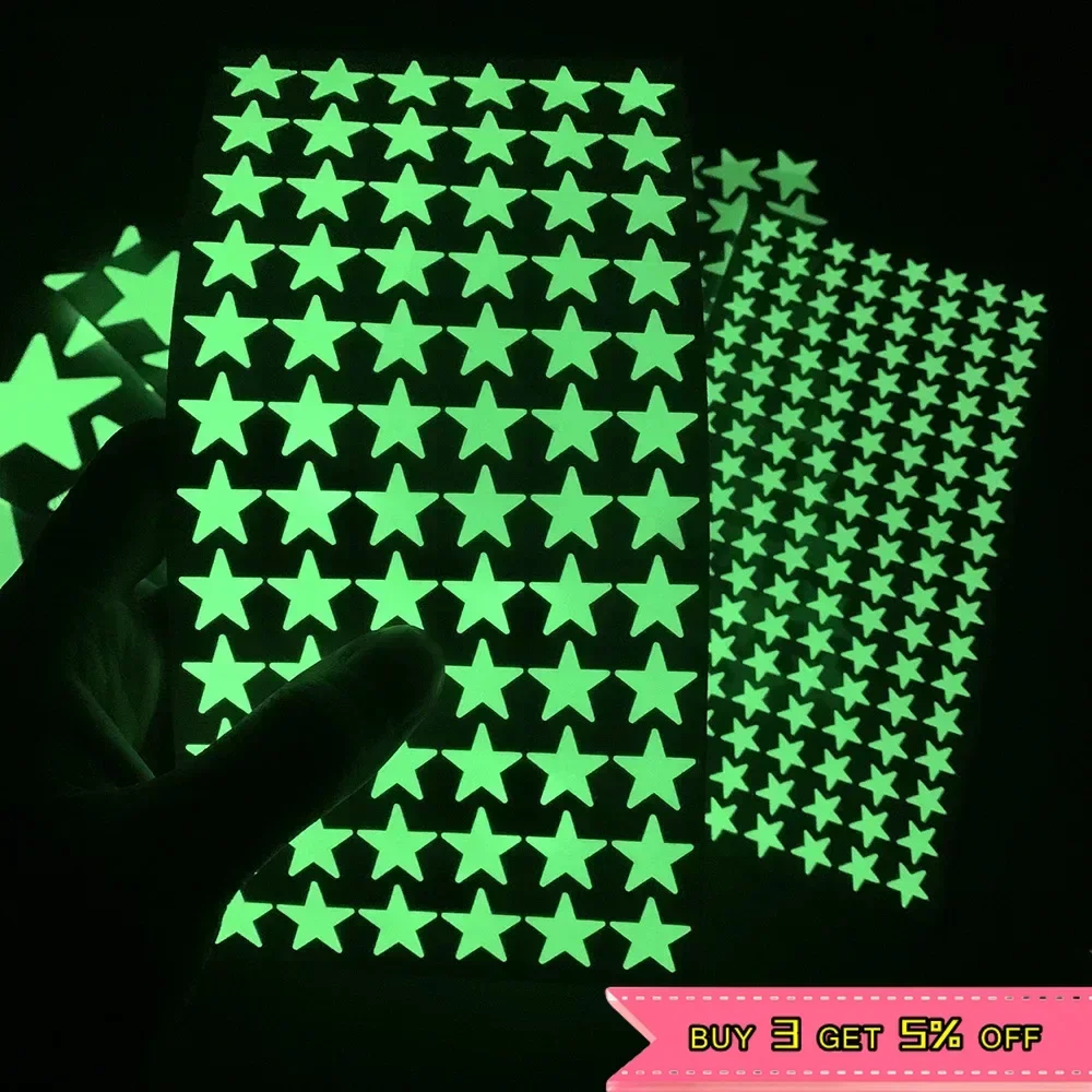 1Set Stars Moon Dots Self-adhesive Luminous Wall Sticker Kids Bedroom DIY Decal Glow in Dark Fluorescent Holiday Party Decor