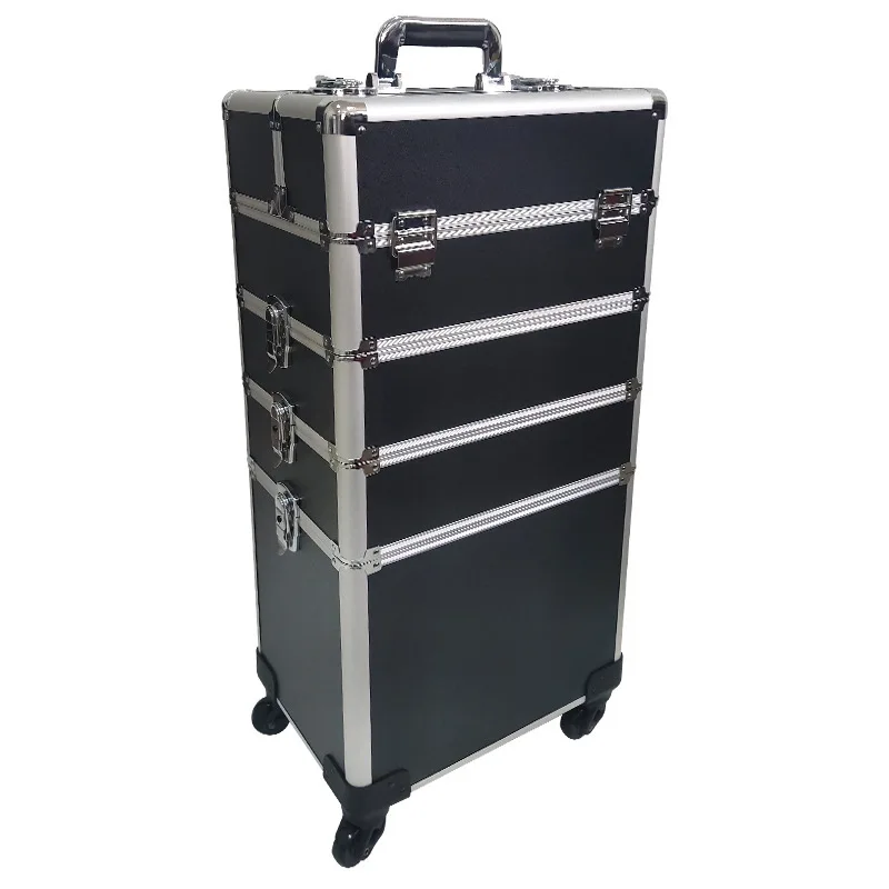 Professional High Quality Four Layer Trolley Makeup Box 2 Colors PU PVC Material Nail Salon Furniture Wholesale