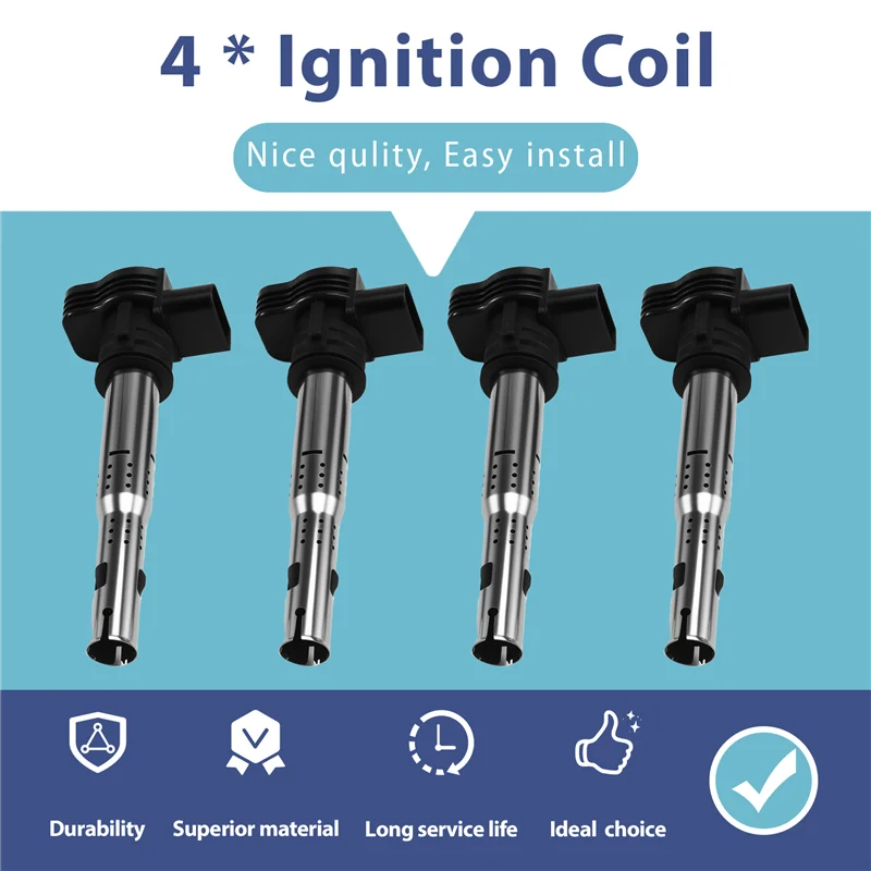 

4 Pieces Ignition Coil 0221604115 07K905715F UF575 07K905715 06F905115E 06H905115B For A3 A4 A6 TT Q3 Q5 VW Golf Passat