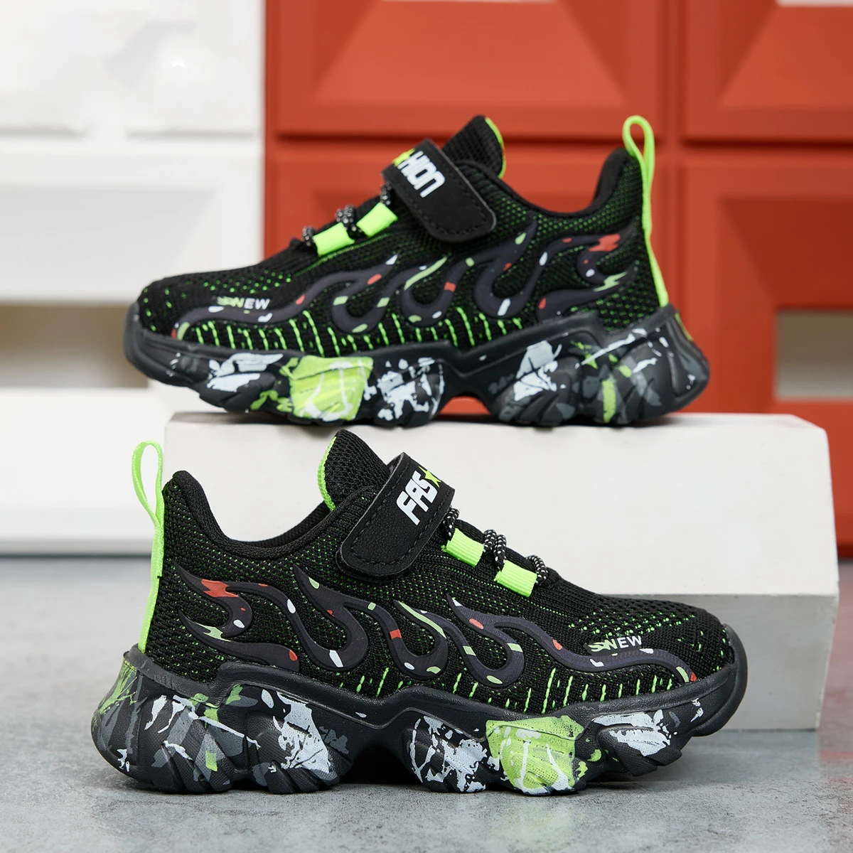 

Пара детских четырехсезонных сетчатых спортивных кроссовок с мягкой подошвой, удобных и легких кроссовок, размер 31-39, WK-977