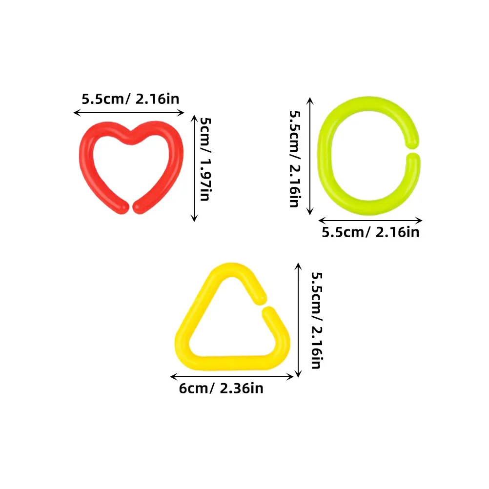 35 Uds. Anillos de eslabones para bebé formas geométricas creativas educación temprana cadenas de enlace sensorial cochecito colgante para bebés pequeños