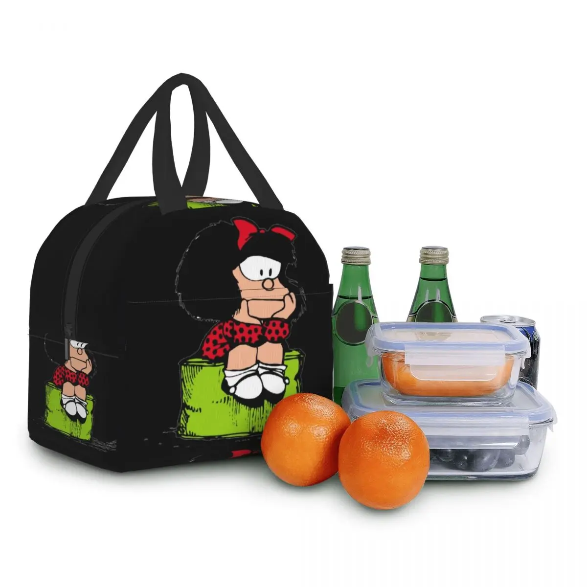 Mafalda Tragbare Lunchbox Quino Comic-Kühler, thermische Lebensmittel-isolierte Lunchtasche für Damen, Kinder, Schulkinder, Multifunktionstaschen