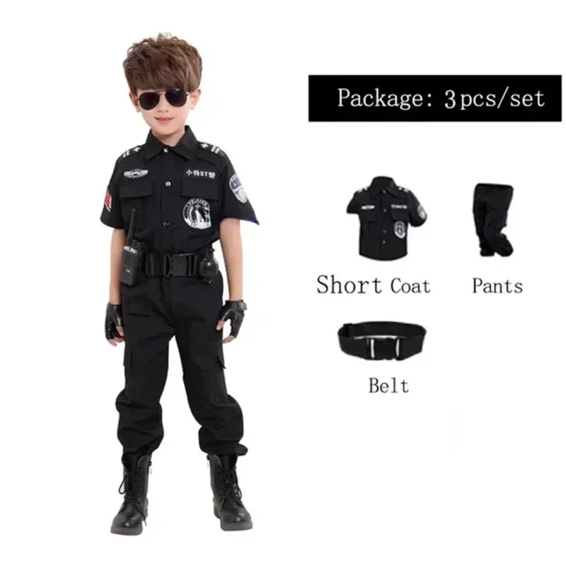 CyNew Cosplay Kids Police Costumes Kids Christmas Party Carnival Uniform Police Halloween Boys Army Police Clothing Gift Set view 6