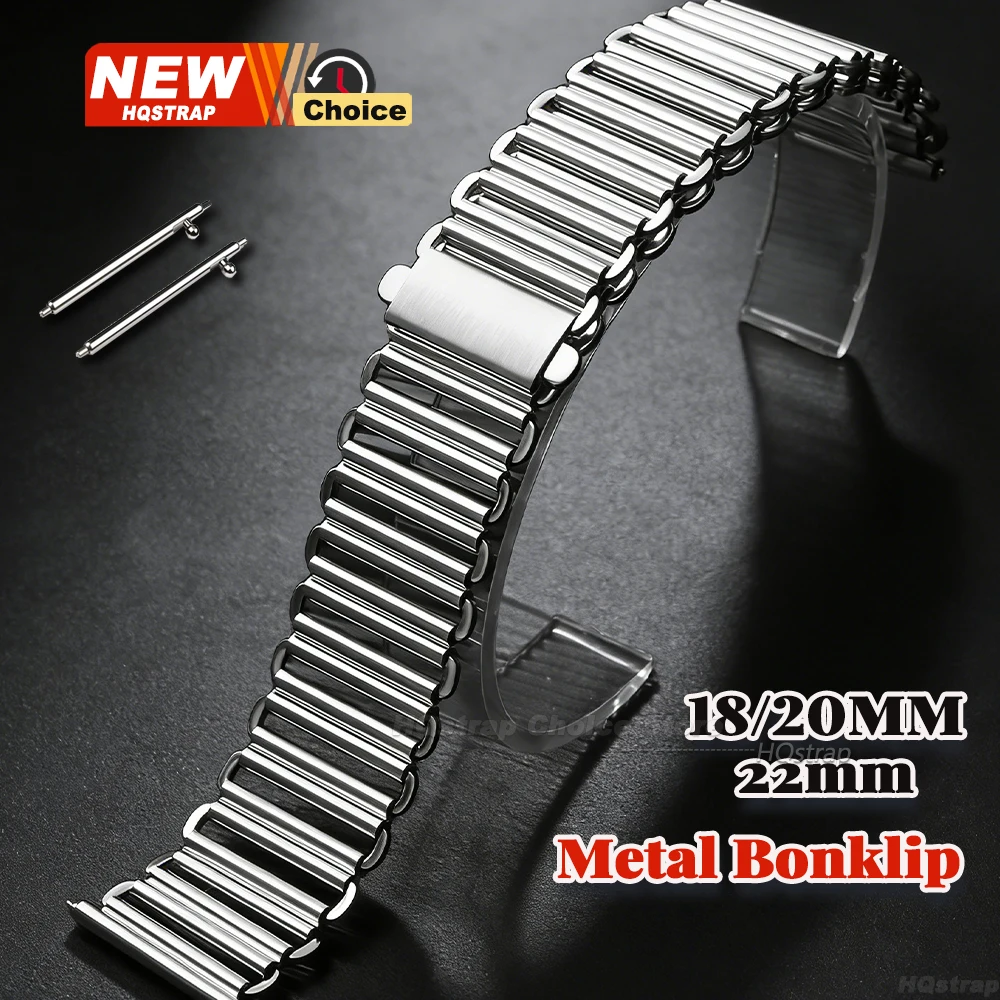 Metal Bonklip Watch Band 18mm 20mm 22mm Quick Release Universal Watch Bracelet Stainless Steel Watch Strap Women Men Wristband