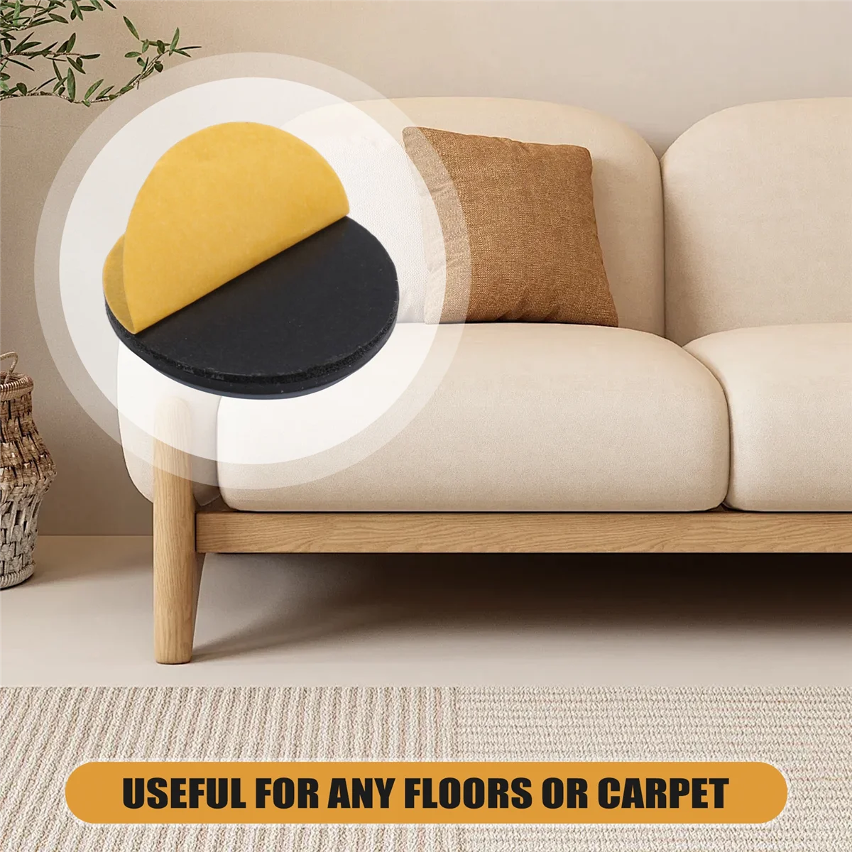 AA26P 16 قطعة أثاث ينزلق PTFE المتزلجون أثاث ذاتي اللصق ينزلق مجموعة مربعة مستديرة للأثاث سهلة المحركات