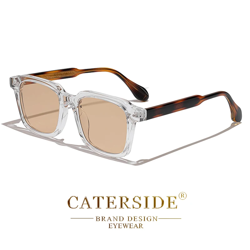 CATERSIDE Retro-Sonnenbrille für Herren, quadratischer Rahmen, Markendesign, Core Insert Temple Sonnenbrille, Damen-Sonnenbrille für Reisen, Party, Urlaub, Geschenk – Detail 11