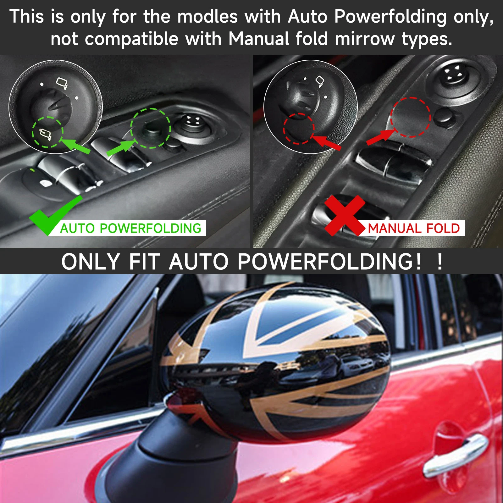 2pcs Door Rear View Mirror Covers Stickers Car-styling For Mini Cooper S Clubman Countryman Paceman R55 R56 R57 R58 R60 R61