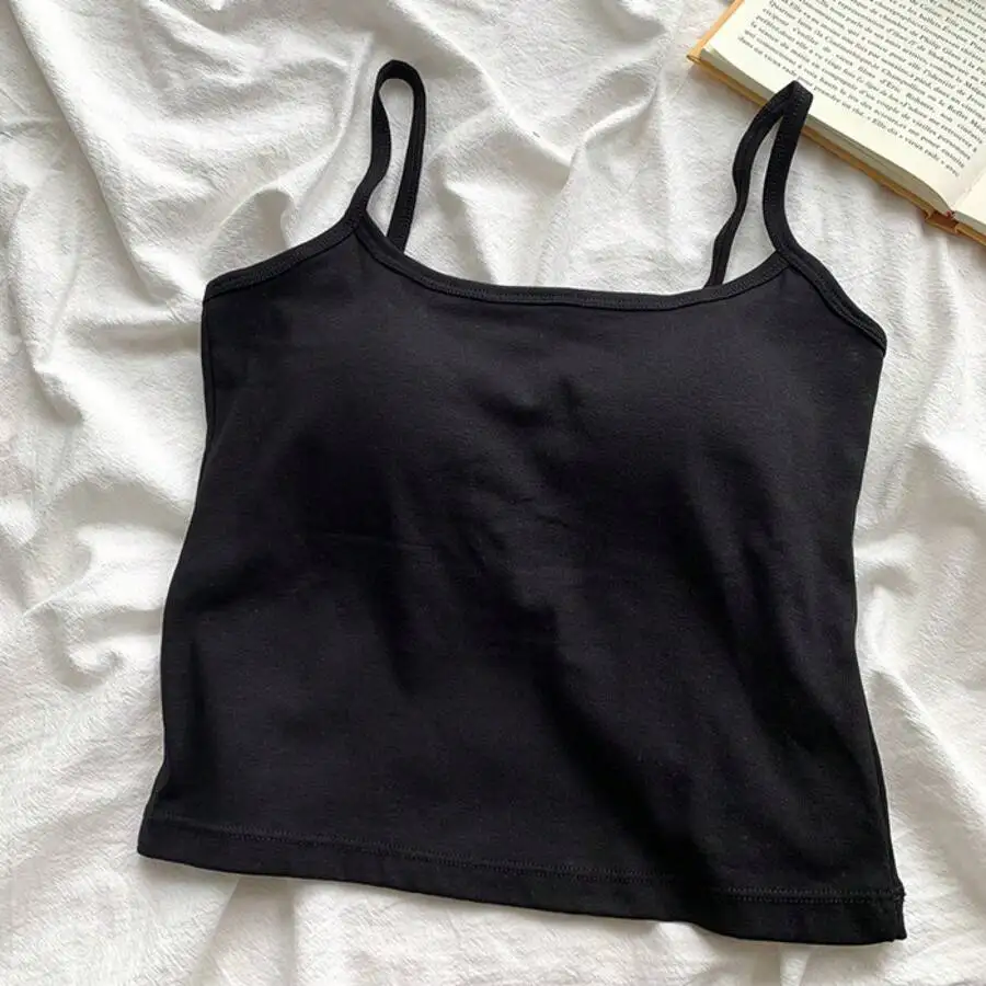 

Casual Slim Fit Spaghetti Strap Camisole Top Solid Color Summer Everyday Wear