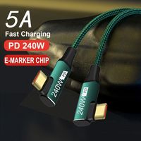 USB C Fast Charging Cable 90 Degree Type-C Data Cord PD 240W 48V 5A High-Speed EMAKER Chip for Laptop Tablet Mobile Phone