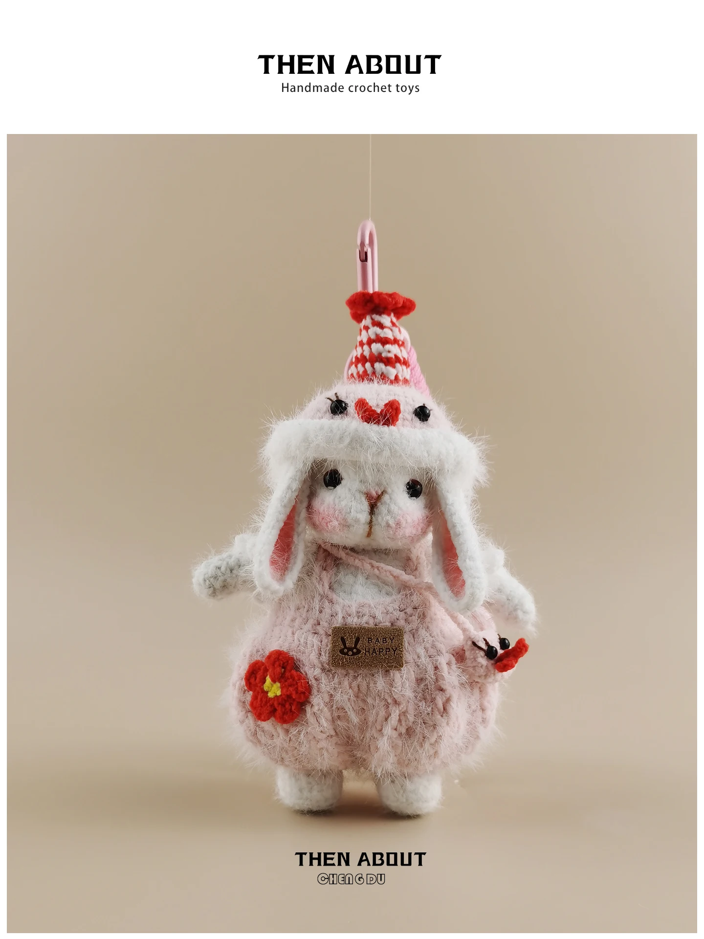 Adorable Zodiac Snake Sugar Rabbit Doll Bag Charm Keychain Backpack Pendant Gift Fashionable Bag Accessories without Brand