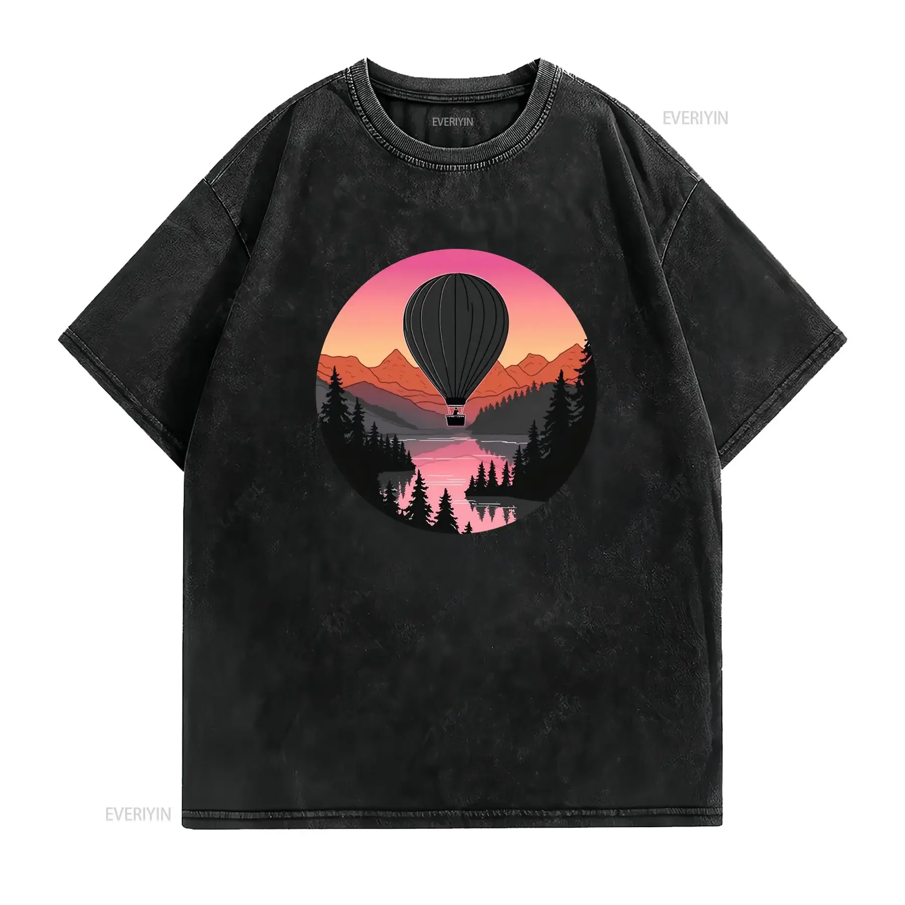 Pretty Flying Hot Air Balloon Cool Sunset Ballooning Lovers T Shirt vintage Washed designer clothes Slightly Breathable