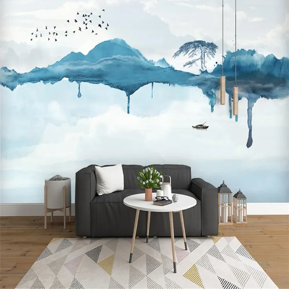 custom Abstract ink landscape wallpaper for walls 3 d TV background decoration mural watercolor wall papers home decor bedroom