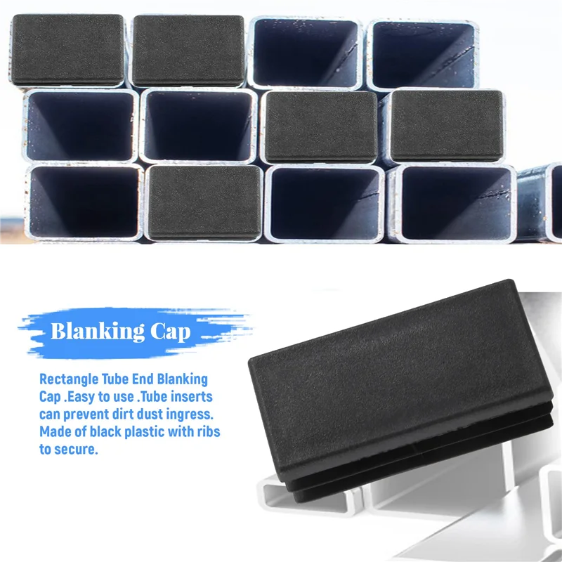 

A93Z Plastic Rectangle Tube Inserts End Blanking Cap 25X50mm 10 Pcs Black