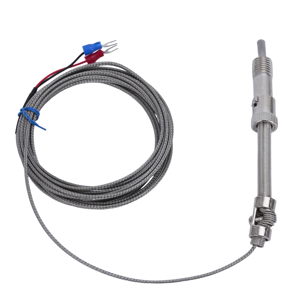WRNT Pressure Spring Thermocouple Metal Braided Cable 30mm Probe Head RTD Temperature Sensor M6 M8 M10 Compression Spring