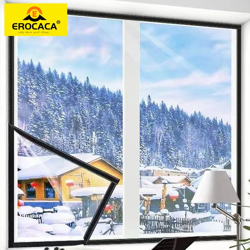 EROCACA Window Insulation Film Winter Indoor Windproof Warm Self-Adhesive For Energy Saving Clear Soft Glass Shrink Heat Film