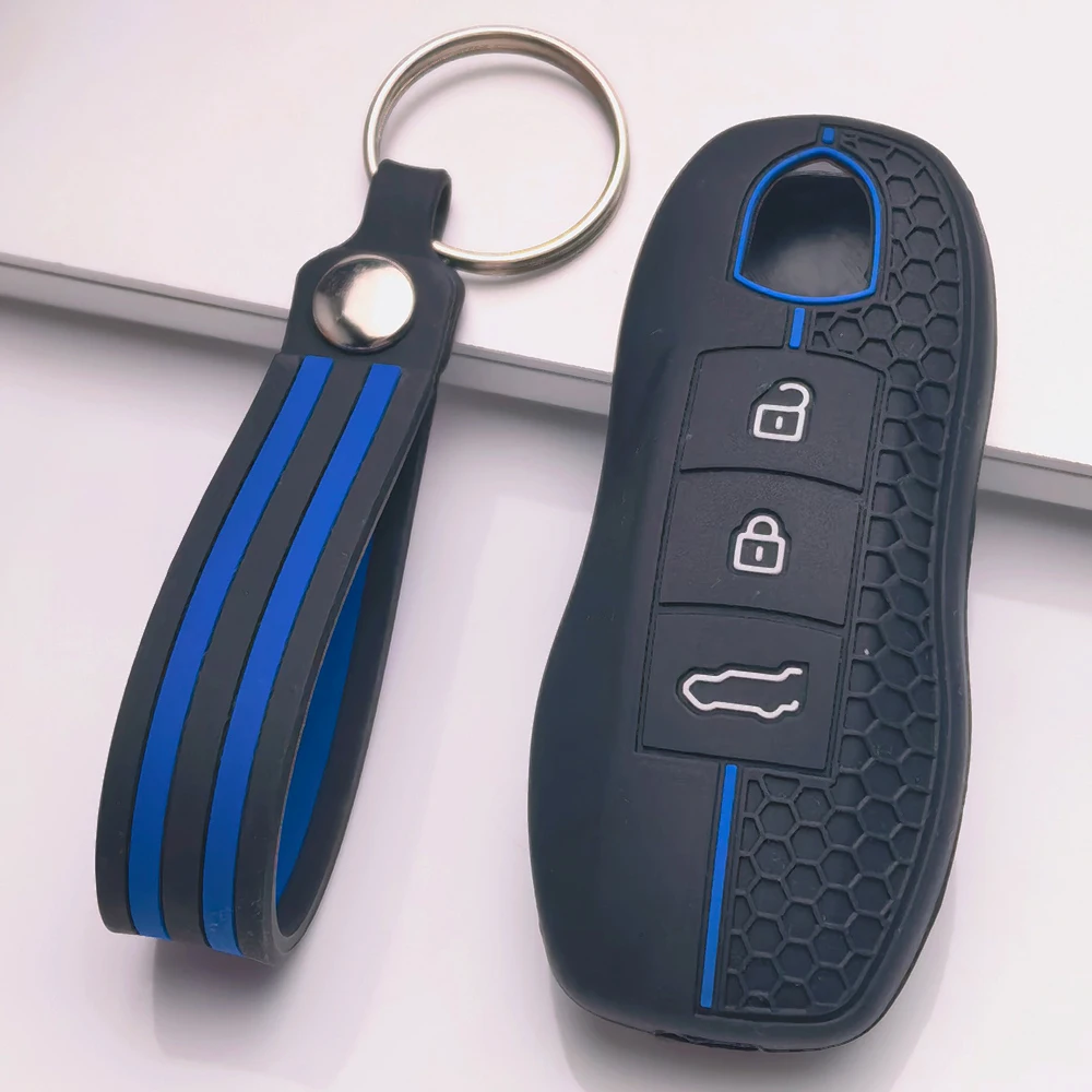 Key Shell Cover for Porsche Cayenne Macan Panamera Boxster 911 Cayman with Keychain Anti-Scratch Shockproof Soft Grip New