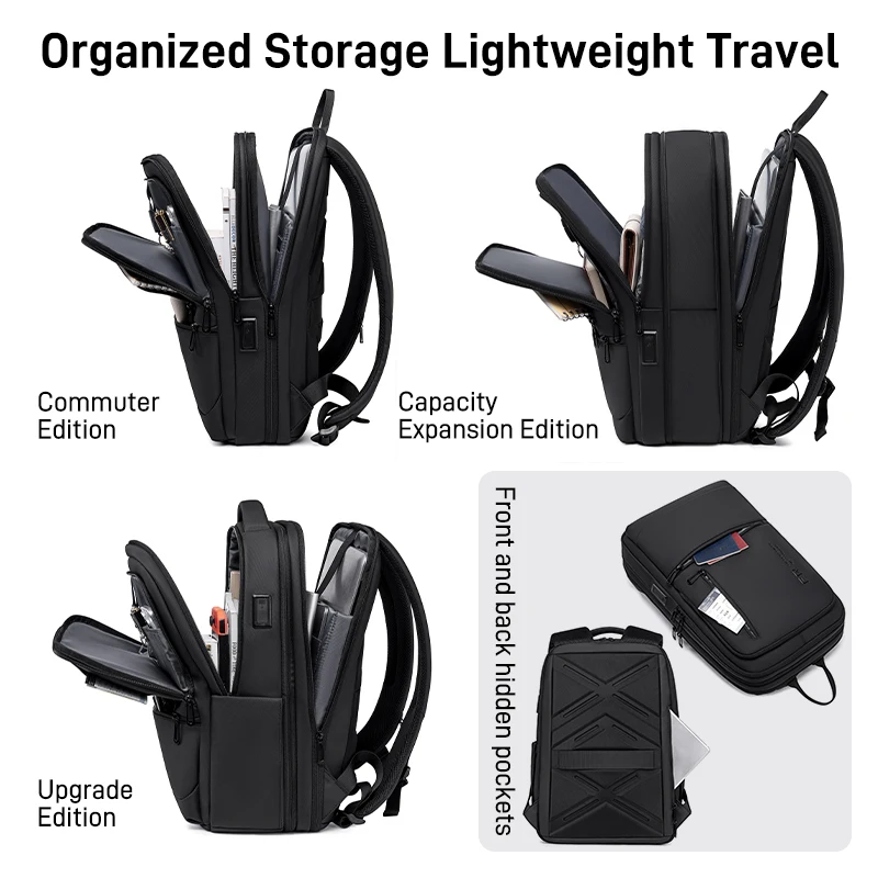 Expandable Thickened Capacity Backpack Can Hold 16-Inch Laptop Double Shoulder Bag for Computer Notebook with Large Storage