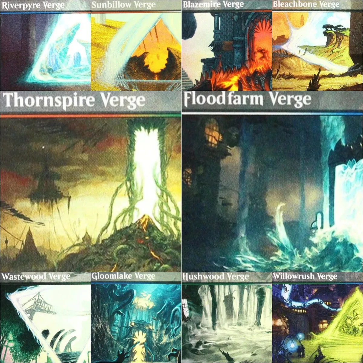Foil (Verge Lands) Sunbillow Verge/Riverpyre Verge Proxy Cards Top Quality Board Game Trading Cards
