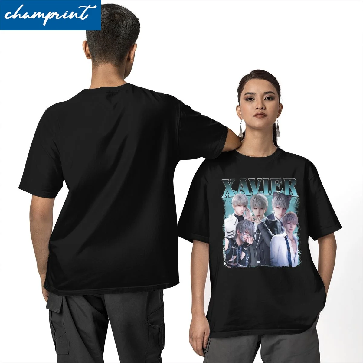 Xavier amor e espaço profundo t camisas das mulheres dos homens 100% algodão incrível camisetas gola redonda camisetas de manga curta roupas plus size