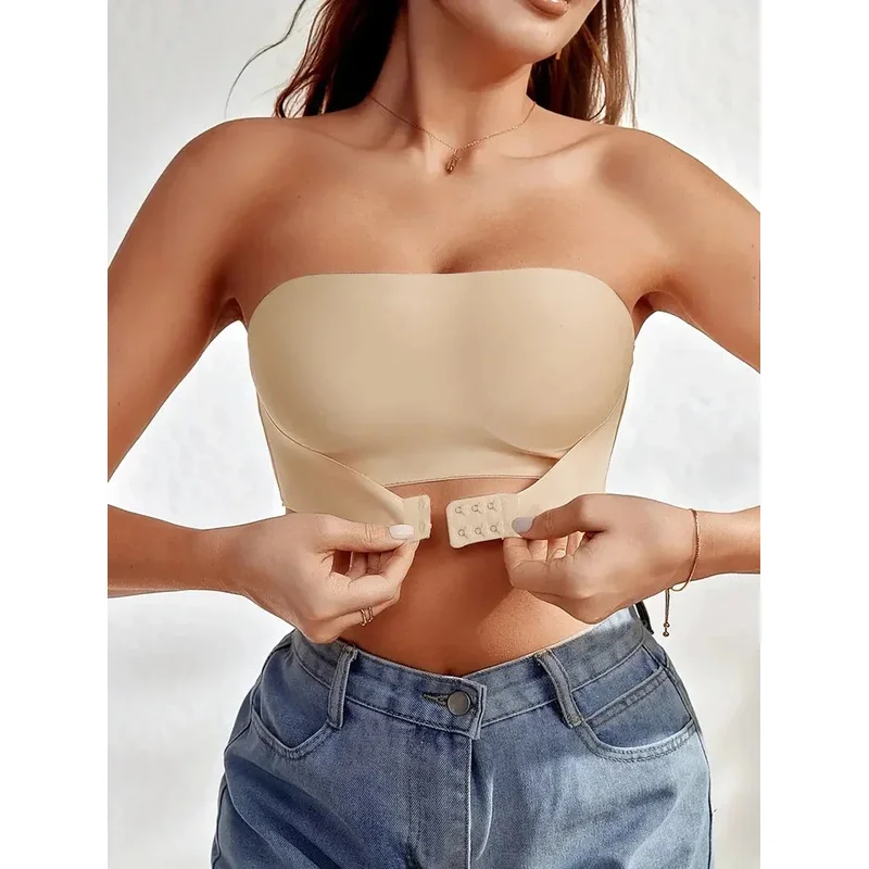 Sexy Women's Strapless No Padding Seamless Front Button Bra Comfortable Smooth Underwear