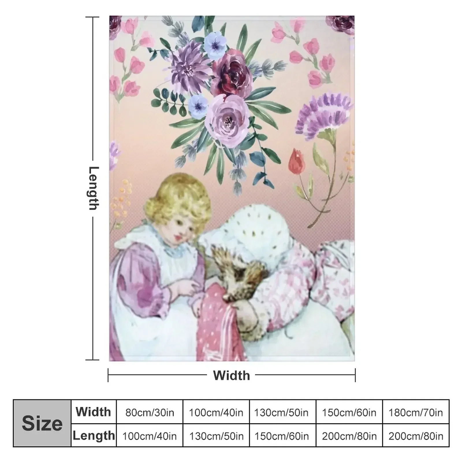 Mrs. Tiggy Wink and watercolor flowers Throw Blanket Loose Soft Plaid Blankets