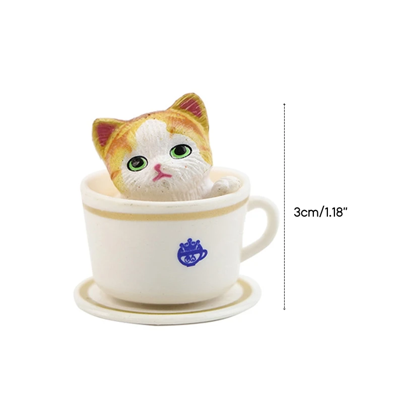 8 pezzi Teacup cani gatti ornamenti Mini animali fata giardino figurine accessori
