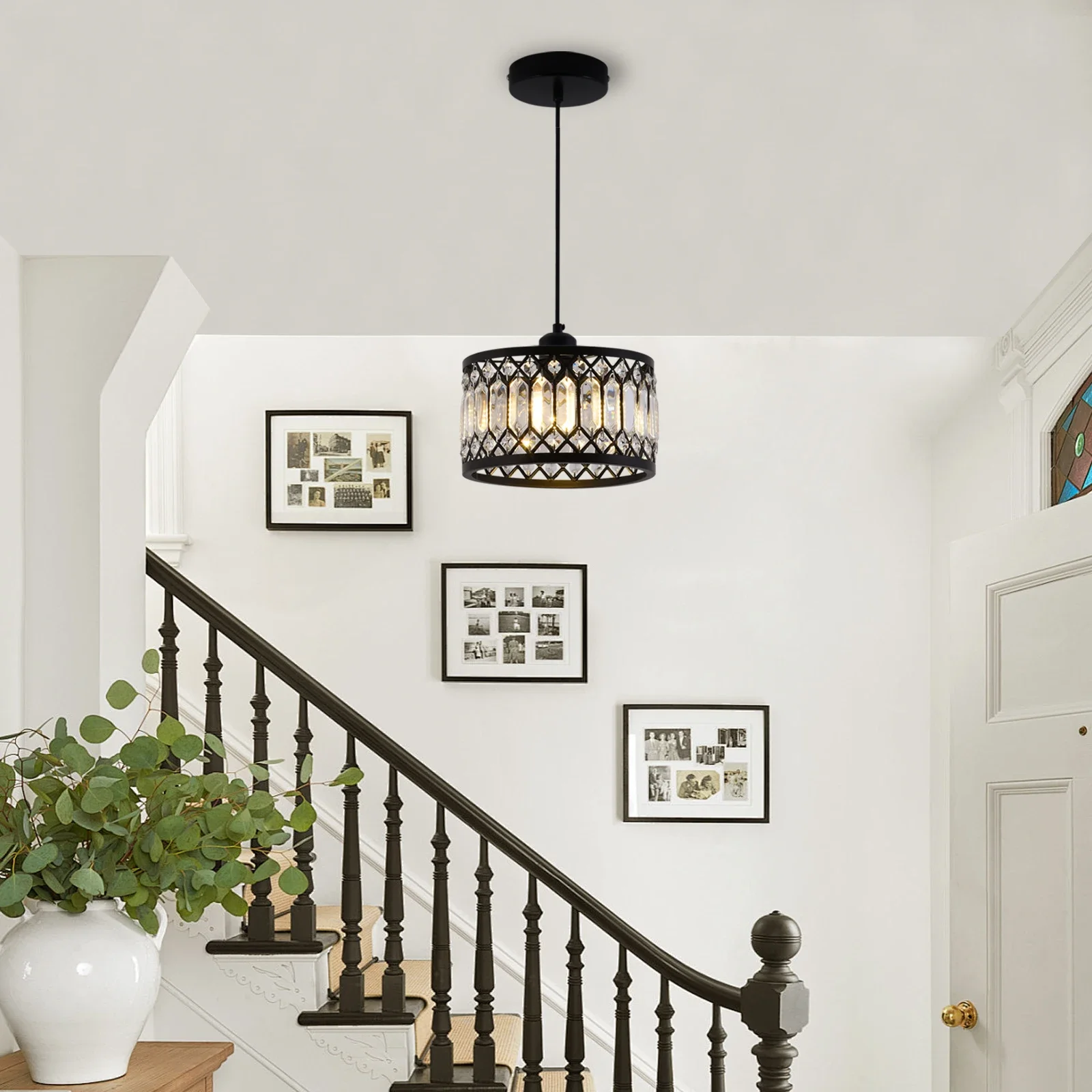 Black Crystal Chandelier Ceiling Light Iron Art Modern LED Pendant Lamp for Living Room Bedroom Home Decor Pendant Lights